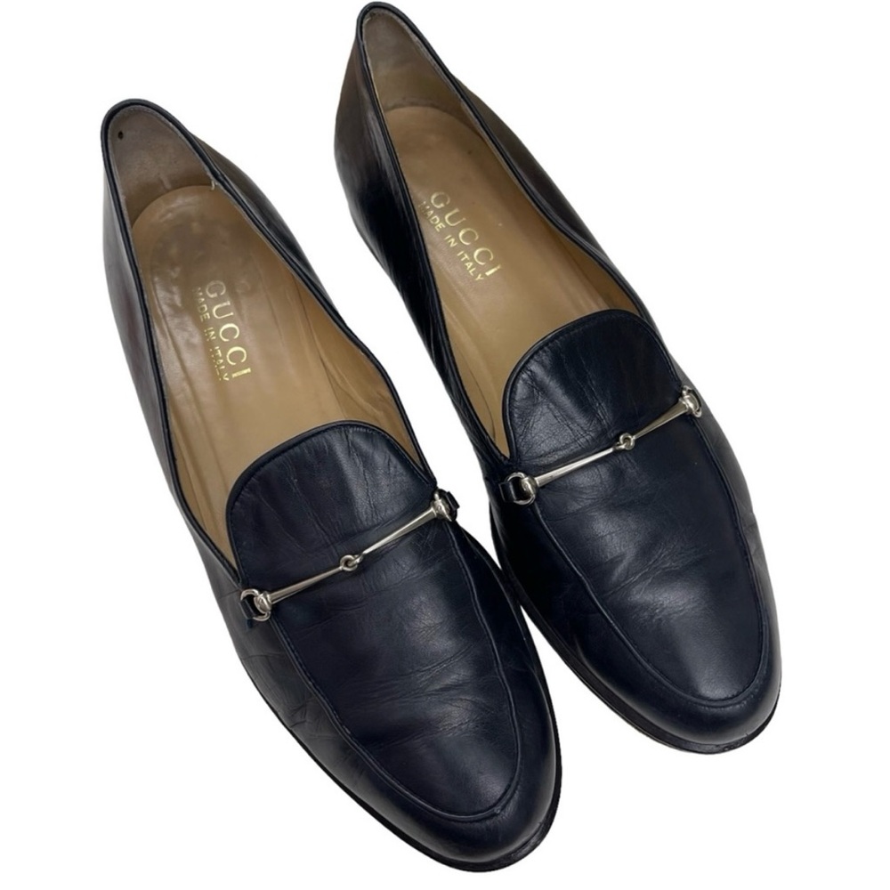Gucci authentic black leather slip on loafer size 9